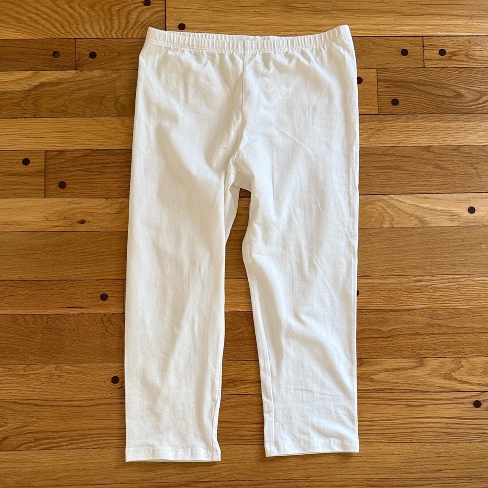 Simply Vera Vera Wang Solid White Cropped Ankle Leggings Women L Inseam 21"